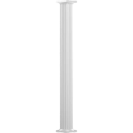 Ekena Millwork 10" x 8' Endura-Aluminum Column, Round Shaft (Load-Bearing 26,000 lbs), Non-Tapered, FLuted EA1008ANFSATUTU